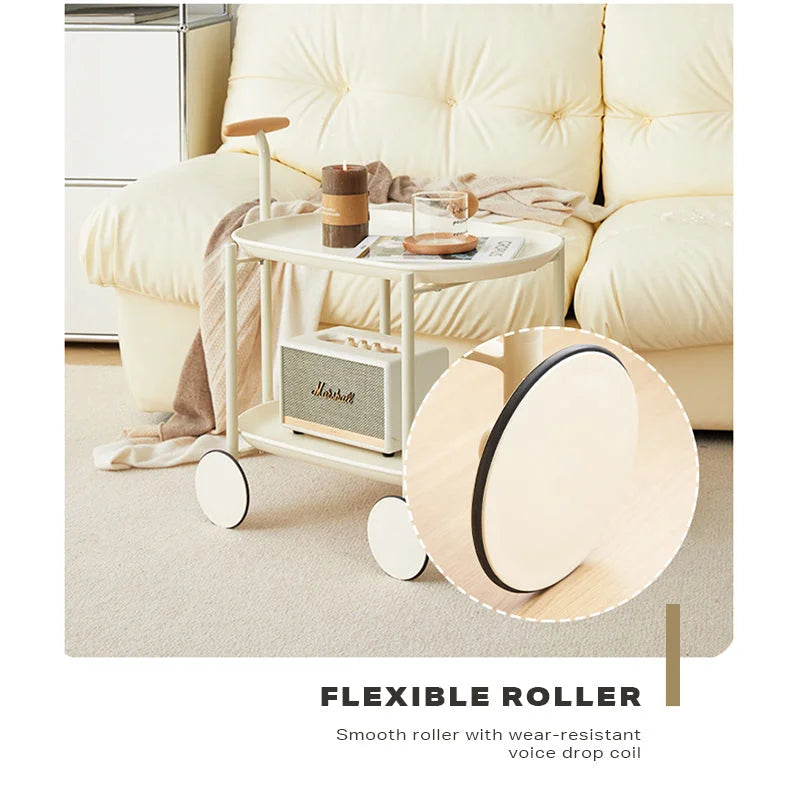 Coffee Table Movable Modern Trolley Small Unit Cart Storage