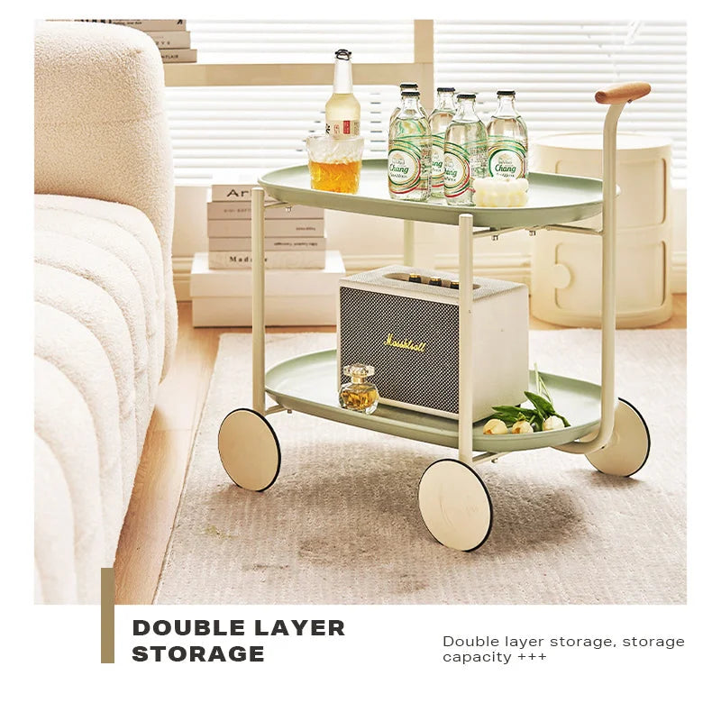 Coffee Table Movable Modern Trolley Small Unit Cart Storage