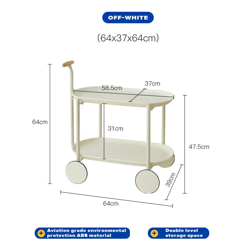 Coffee Table Movable Modern Trolley Small Unit Cart Storage