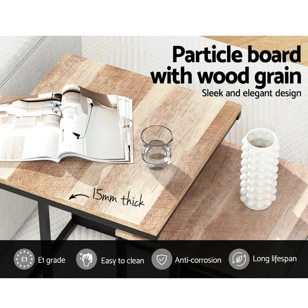 Wooden metal table with coffee nesting tables rustic