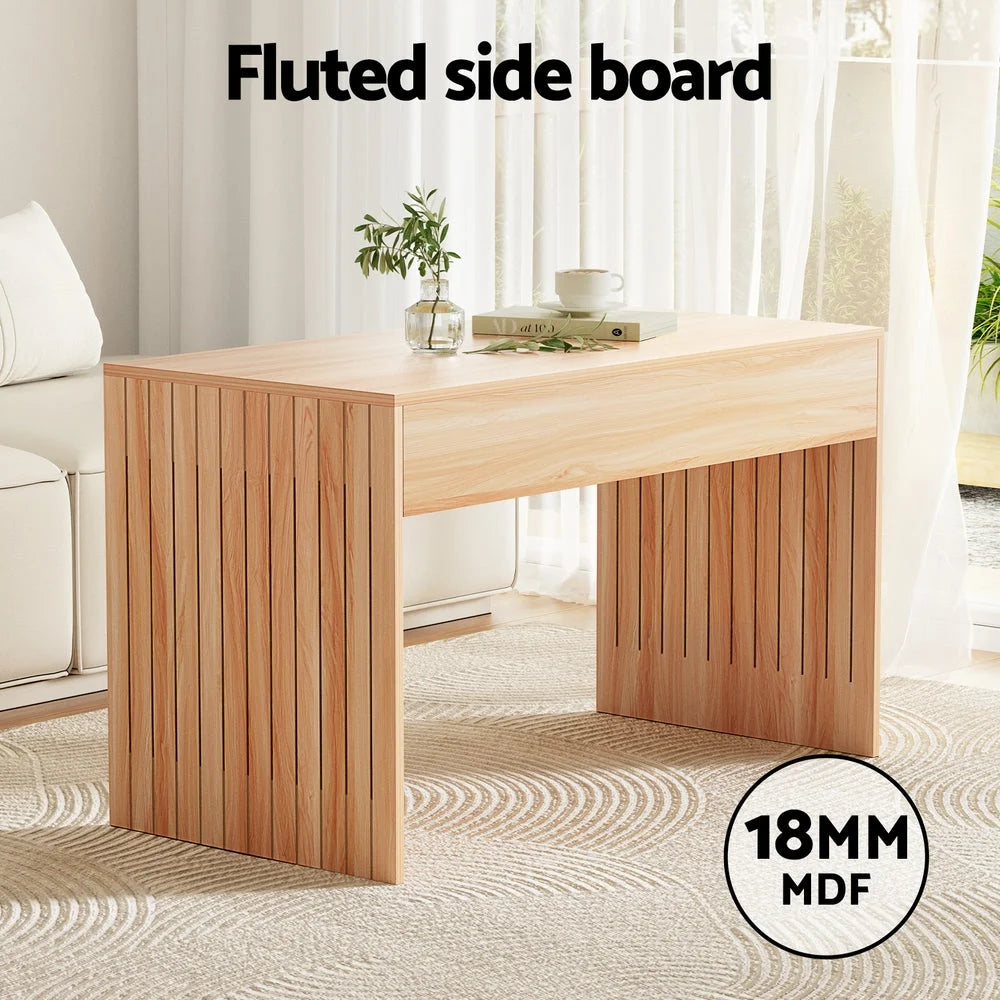 100cm coffee table with glass top and living room shelf