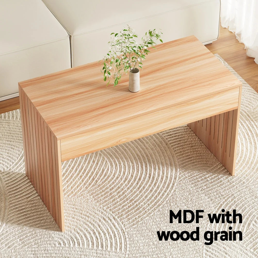 Coffee table rectangle fluted table