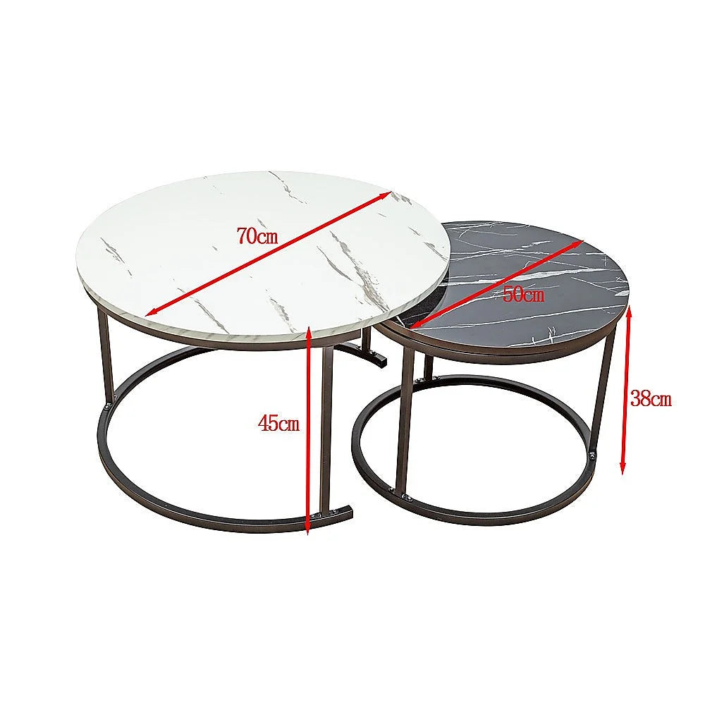 Coffee Table Round Marble Design Nesting Side Furniture