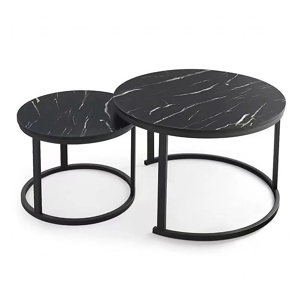 Coffee Table Round Marble Design Nesting Side Furniture