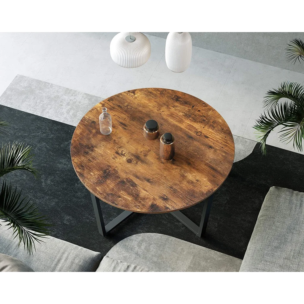 Coffee Table Round Rustic Brown & Black