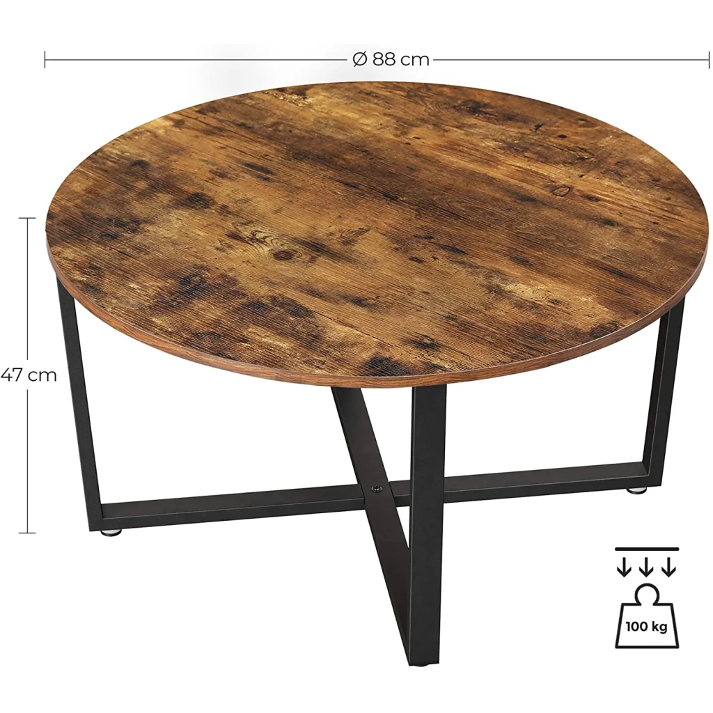 Coffee Table Round Rustic Brown & Black