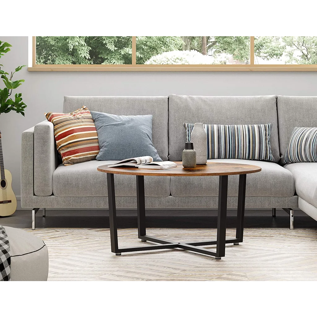 Coffee Table Round Rustic Brown & Black