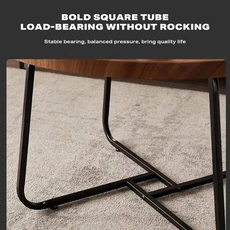 Coffee Table Set of 2 Round Removable Walnut Nesting Side