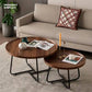 Coffee Table Set of 2 Round Removable Walnut Nesting Side