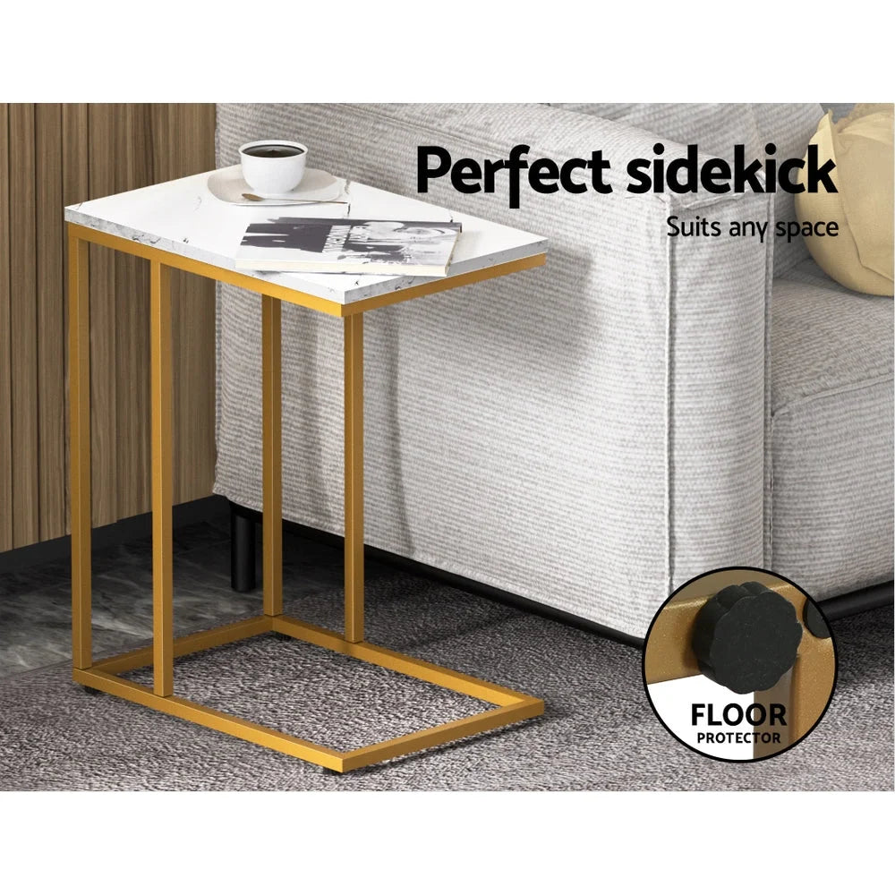 Coffee Table Side Table Marble Effect - Emma