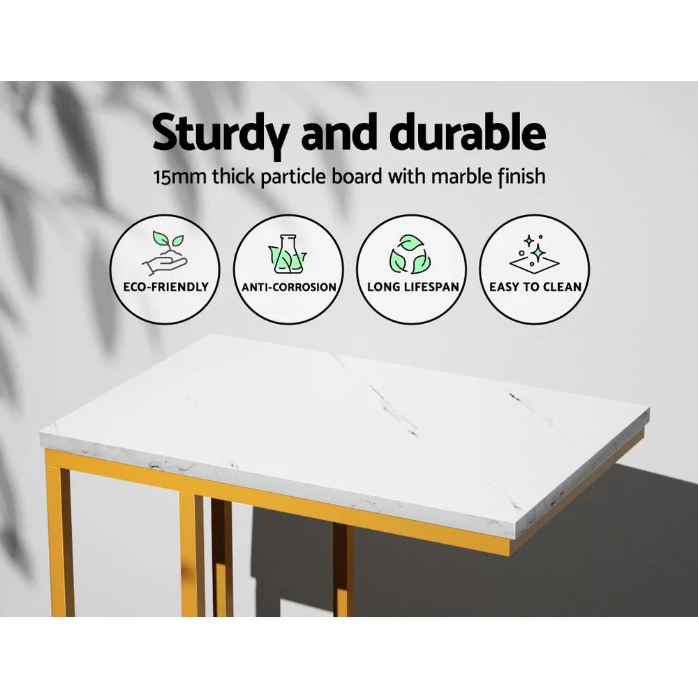 Coffee Table Side Table Marble Effect - Emma