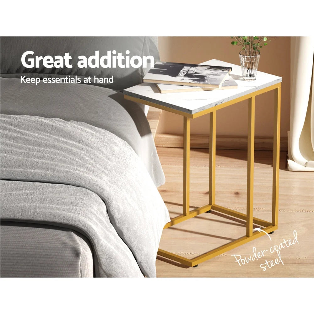 Coffee Table Side Table Marble Effect - Emma