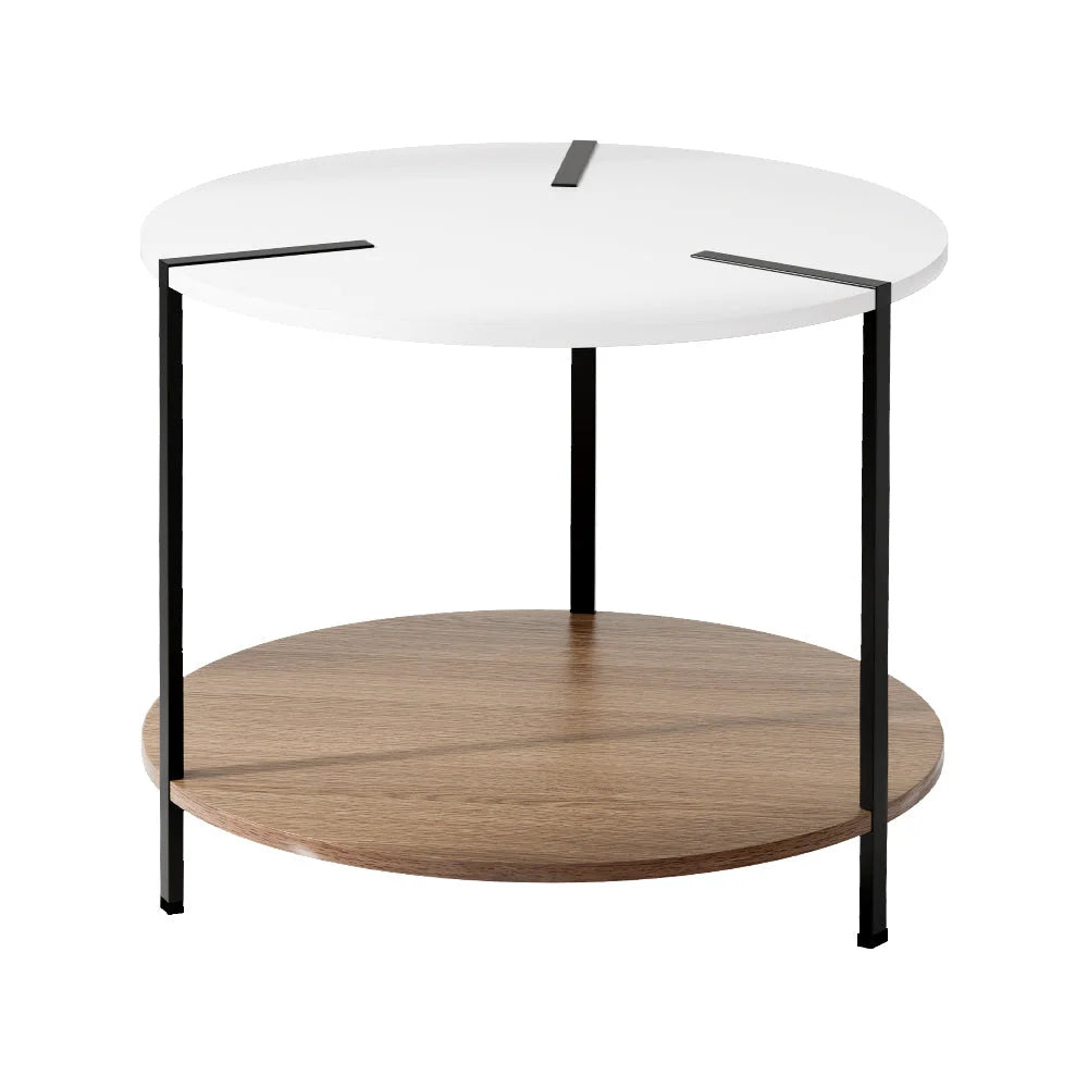 Coffee Table Side Table Round - White CEDRIC