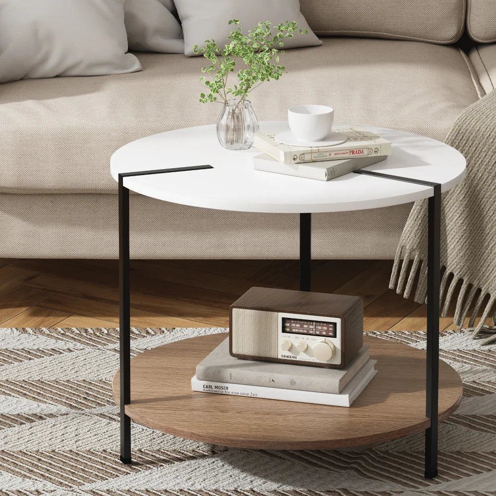 Coffee Table Side Table Round - White CEDRIC