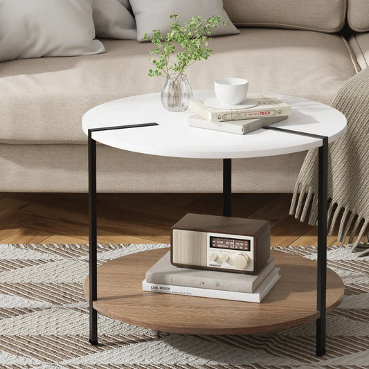 Coffee Table Side Table Round - White CEDRIC
