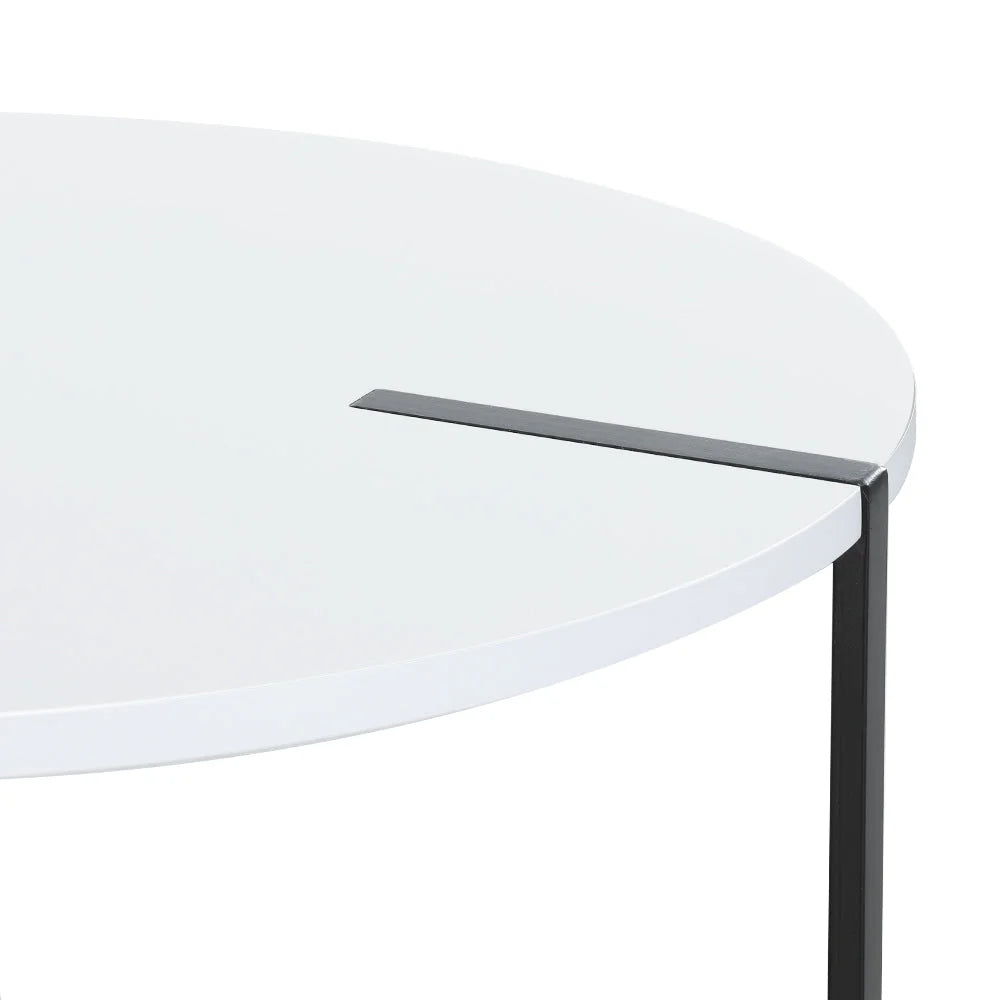 Coffee Table Side Table Round - White CEDRIC