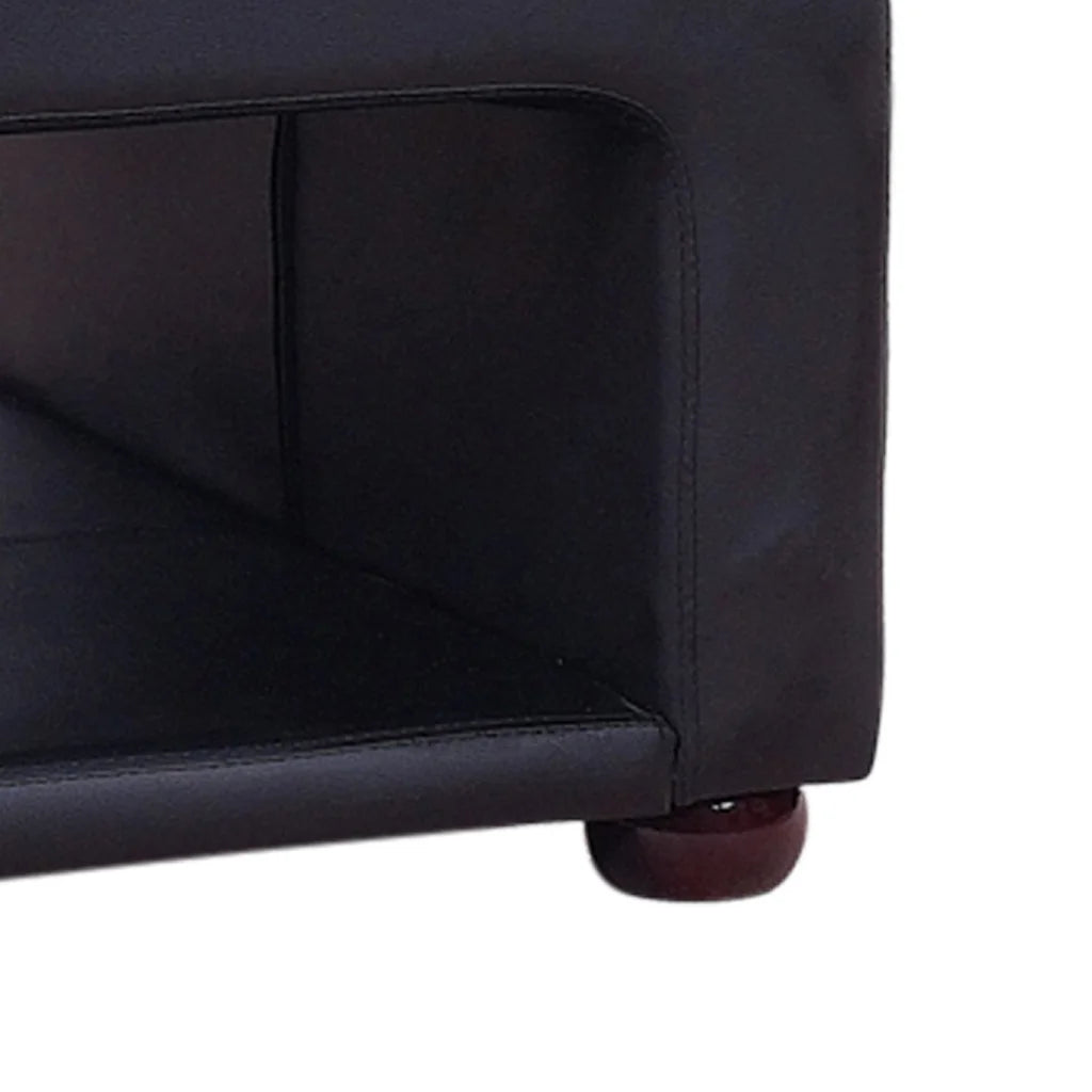Coffee Table Upholstered PU Leather Black with Open Storage