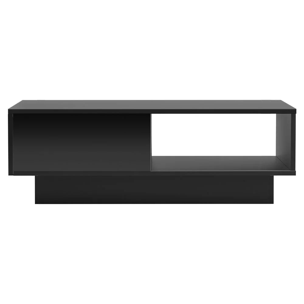 Coffee Table with LED Lights High Gloss Storage Drawer Modern Furniture