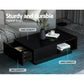 Coffee Table With LED Lights Drawer Modern Furniture Black
