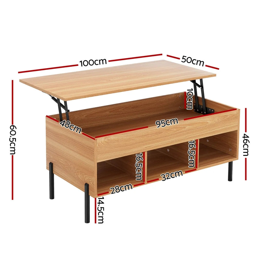 Coffee Table with Lift-Top - Oak - Furniture