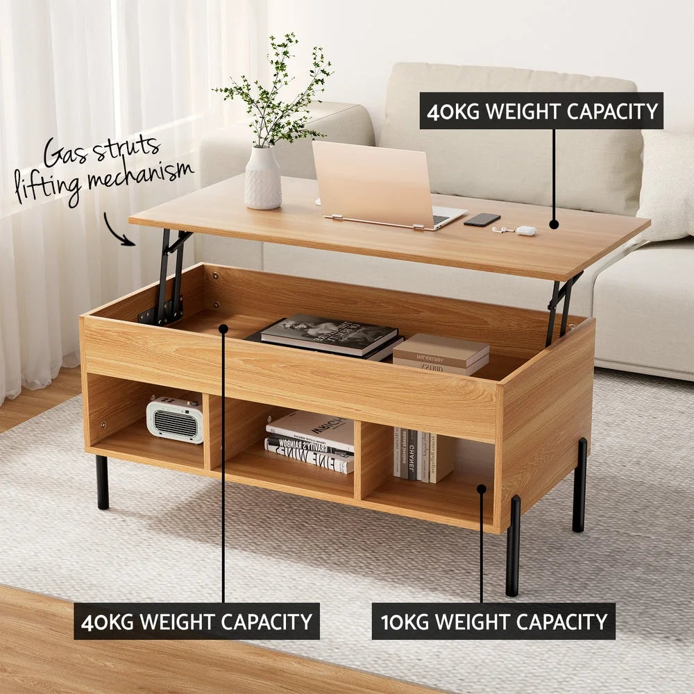 Coffee Table with Lift-Top - Oak - Furniture