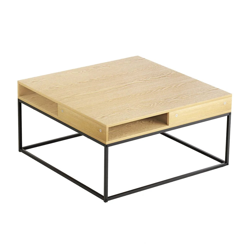 Coffee Table with Storage Shelf and Metal Frame - Furniture