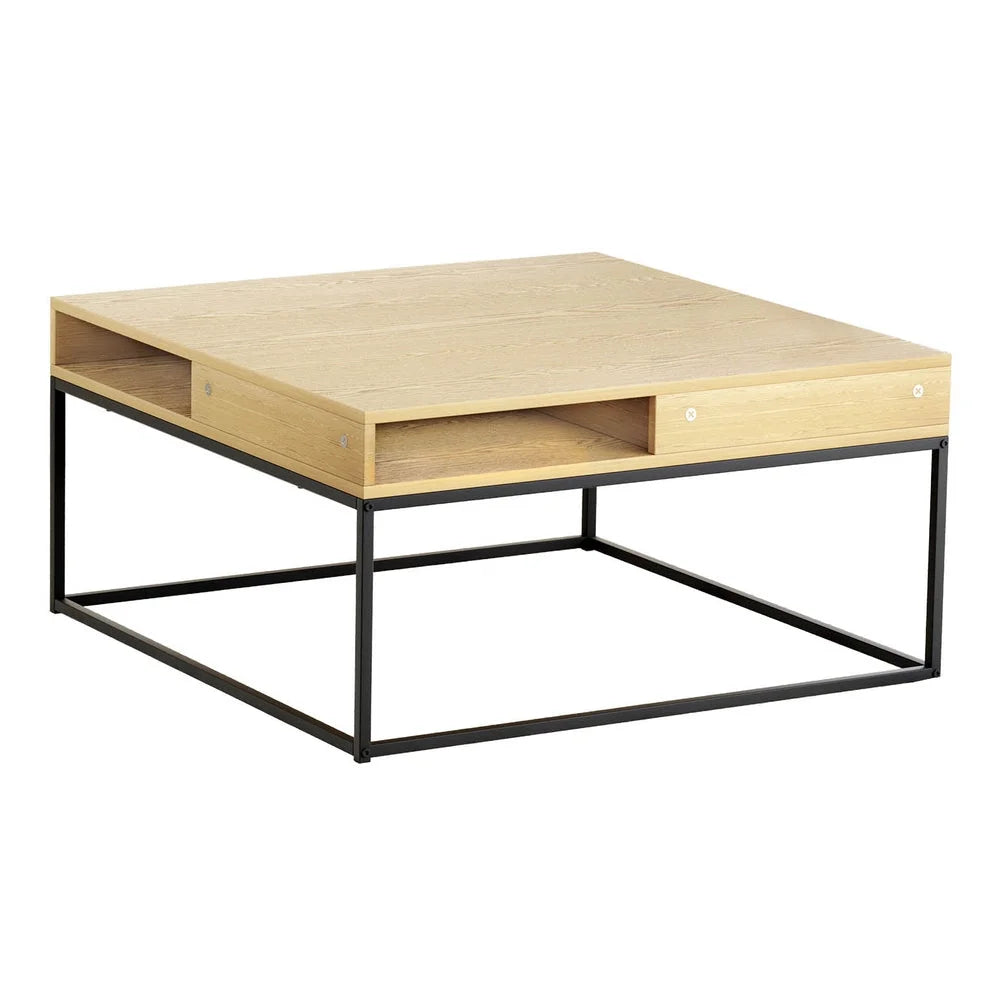 Coffee Table with Storage Shelf and Metal Frame - Furniture
