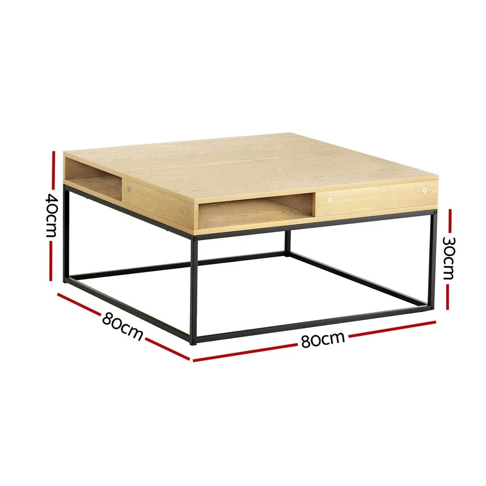 Coffee Table with Storage Shelf and Metal Frame - Furniture