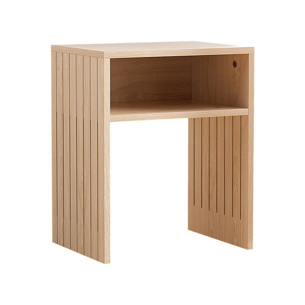 Coffee Table with Storage Shelf Fluted Side - Pine