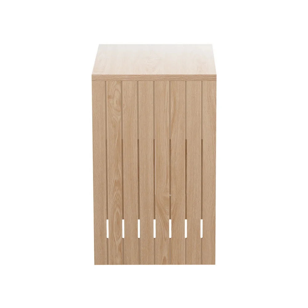 Coffee Table with Storage Shelf Fluted Side - Pine