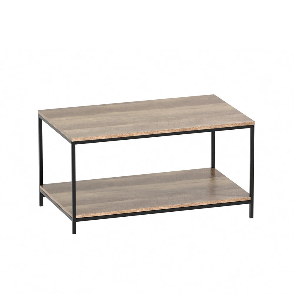 Coffee Table Wooden Rustic Vintage Storage Shelf Metal