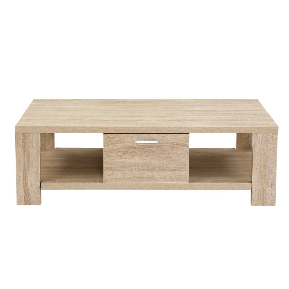 Wooden coffee table with timber table top and angled legs