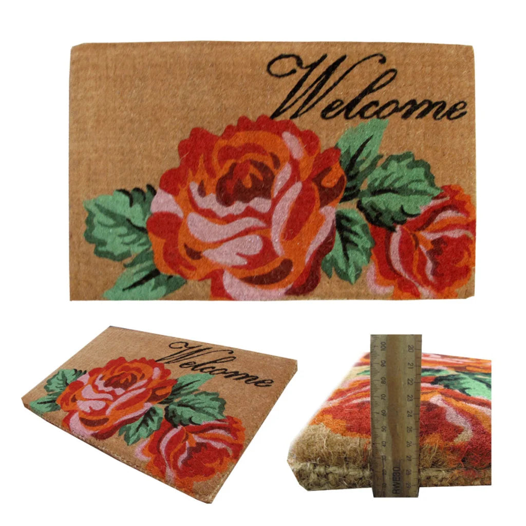 Coir Door Mat Extra Thick Flower Premium - Home & Garden