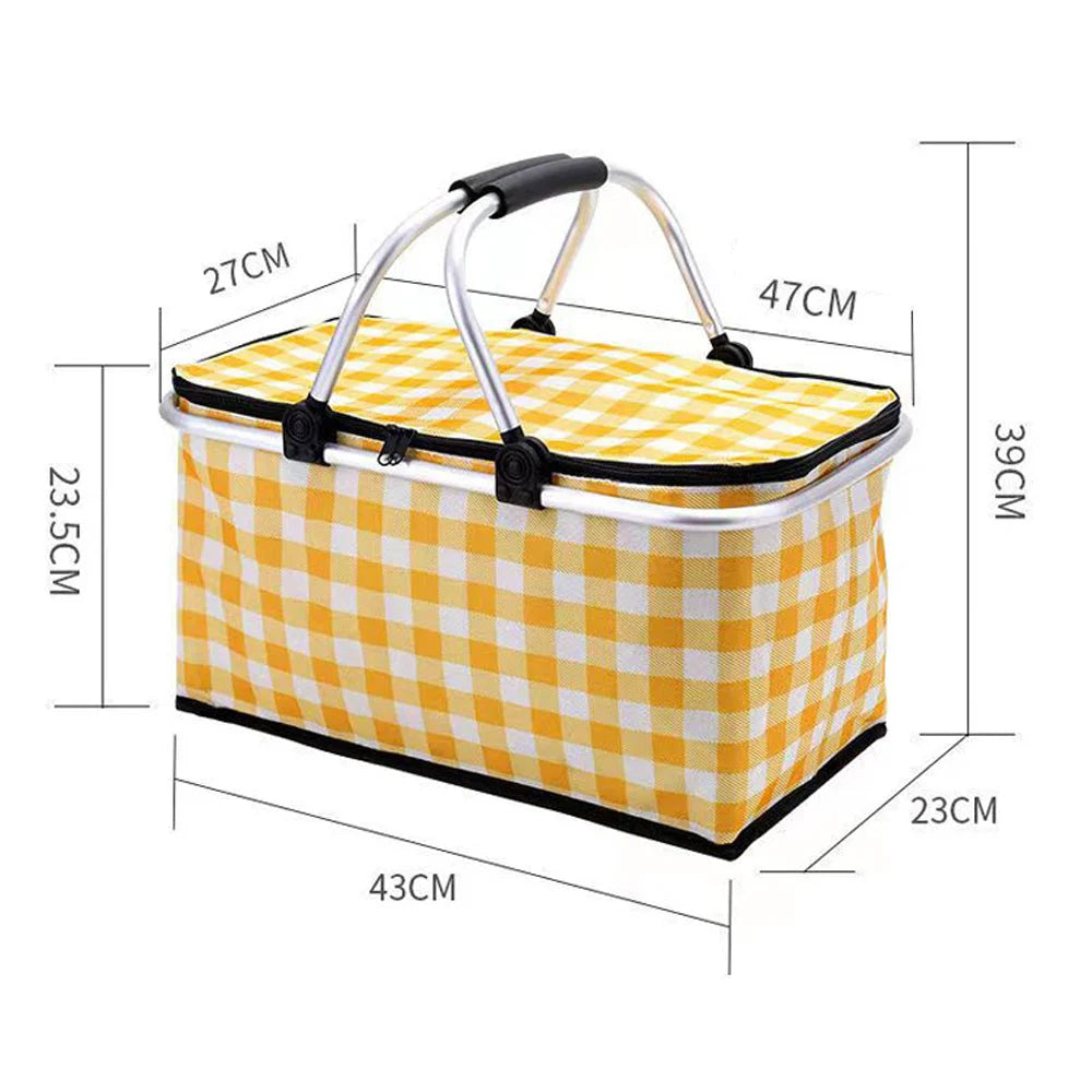 Collapsible Insulated Picnic Basket Outdoor Camping