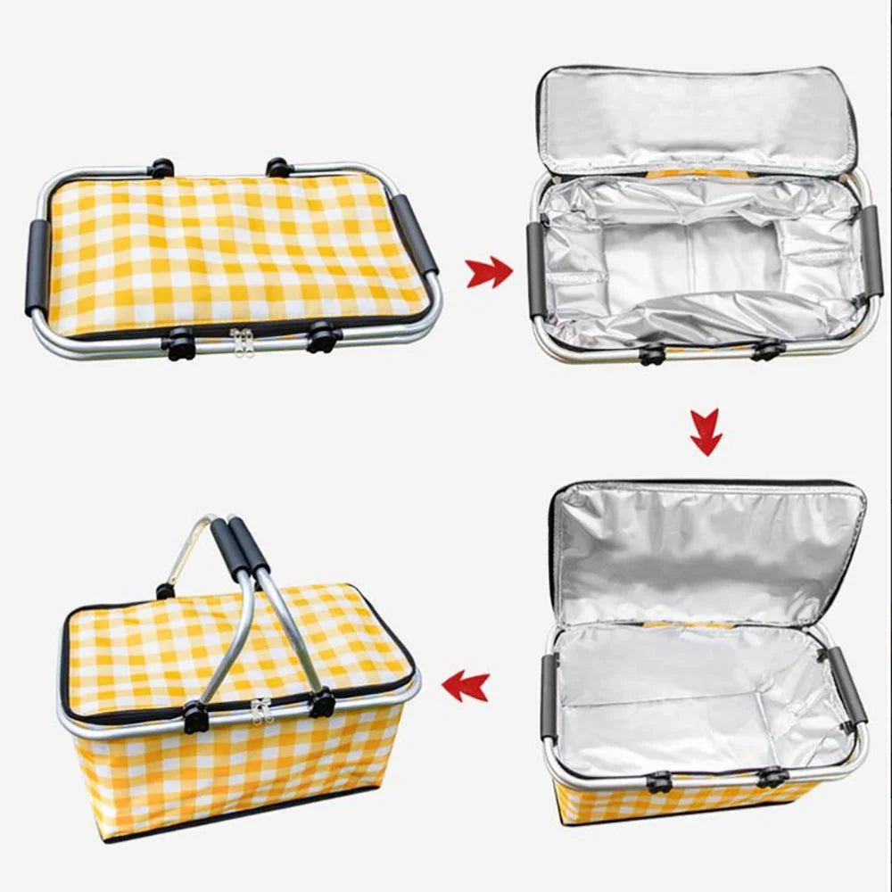 Collapsible Insulated Picnic Basket Outdoor Camping