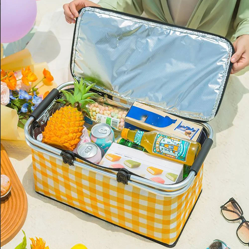 Collapsible Insulated Picnic Basket Outdoor Camping