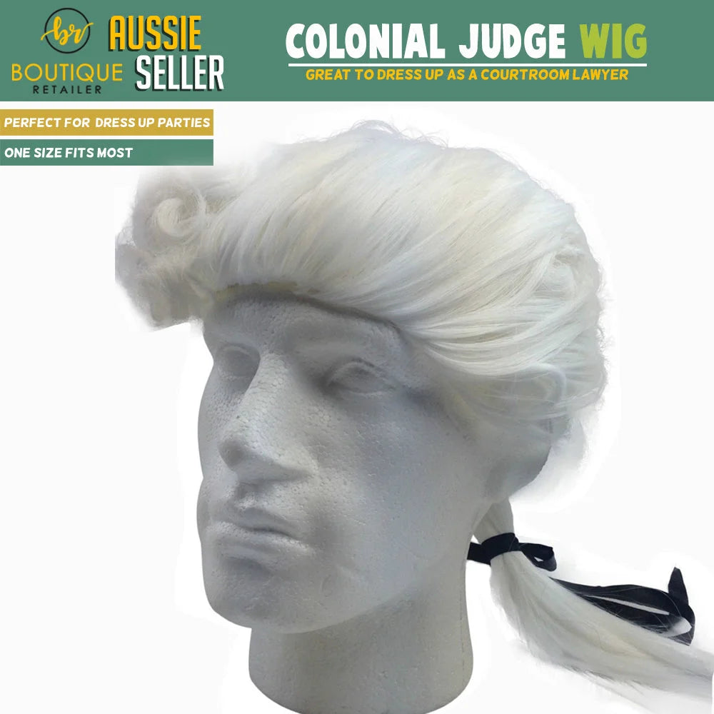 Colonial Wig Judge White Costume Halloween Party Fancy