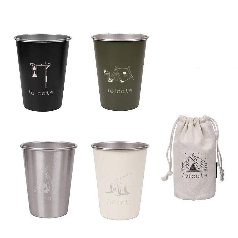 Color Mixing 304 Stainless Steel Camping Cup - 350ml