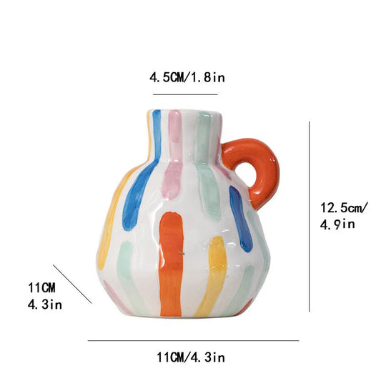 Colorful Charming Hand-Painted Ceramic Vase - Colourful