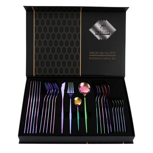 Colorful Color Premium 24-Piece Stainless Steel Cutlery Set