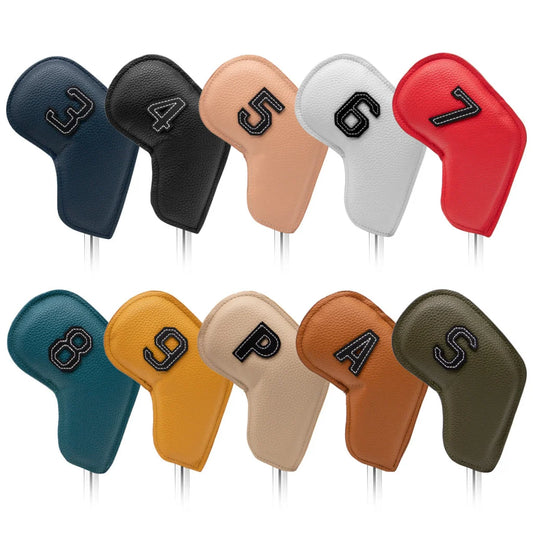Colorful Golf Iron Head Covers Set of 10 - Waterproof PU