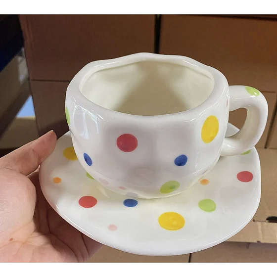 Colorful Polka Dots 300ML Underglaze Hand Pinched Cup