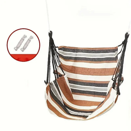 Colorful Striped Hammock Chair with Ropes and Storage Bag