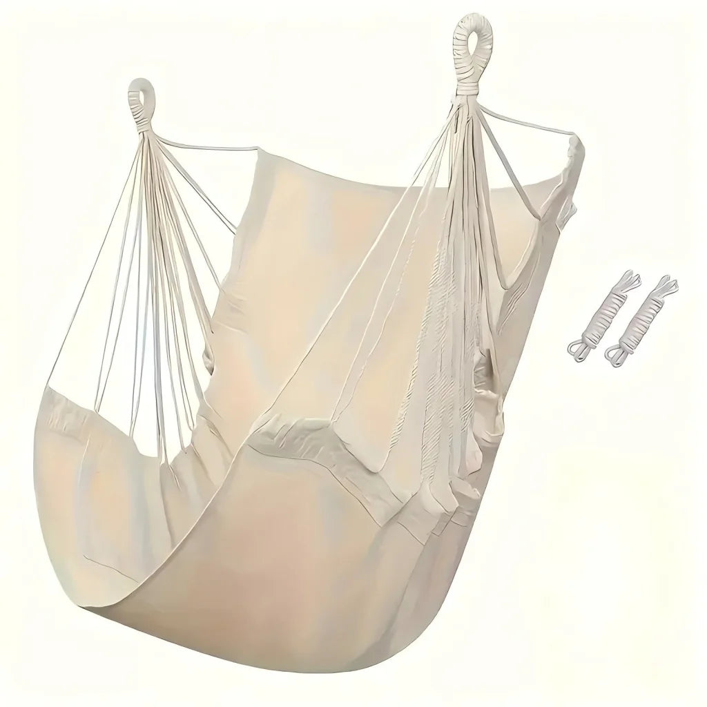 Colorful Striped Hammock Chair with Ropes and Storage Bag