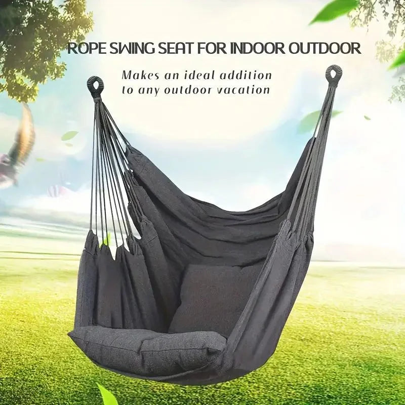 Colorful Striped Hammock Chair with Ropes and Storage Bag