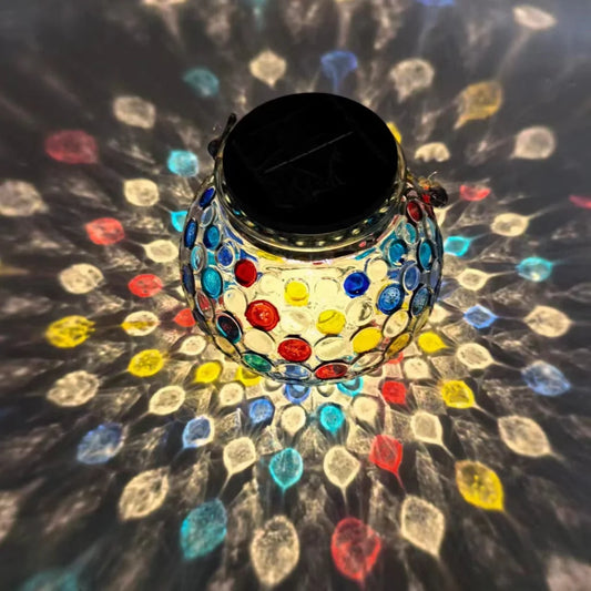 Colorful Warm Light Mosaic Solar Lantern - Decorative