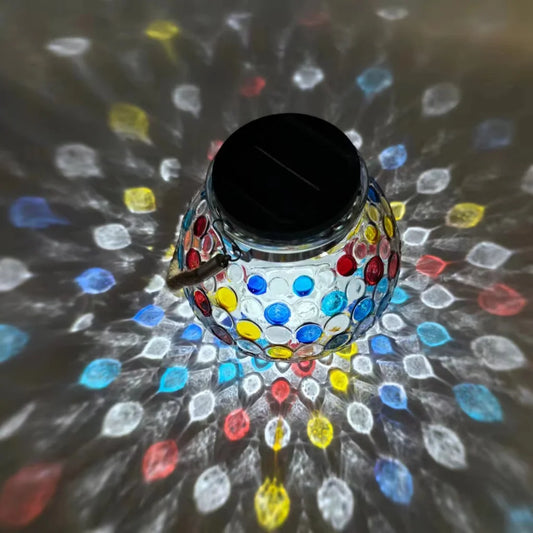 Colorful White Light Mosaic Solar Lantern - Decorative