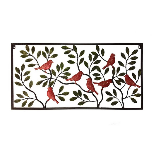 Colour Birds Leaves Metal Wall Art 90cm - Home & Garden >