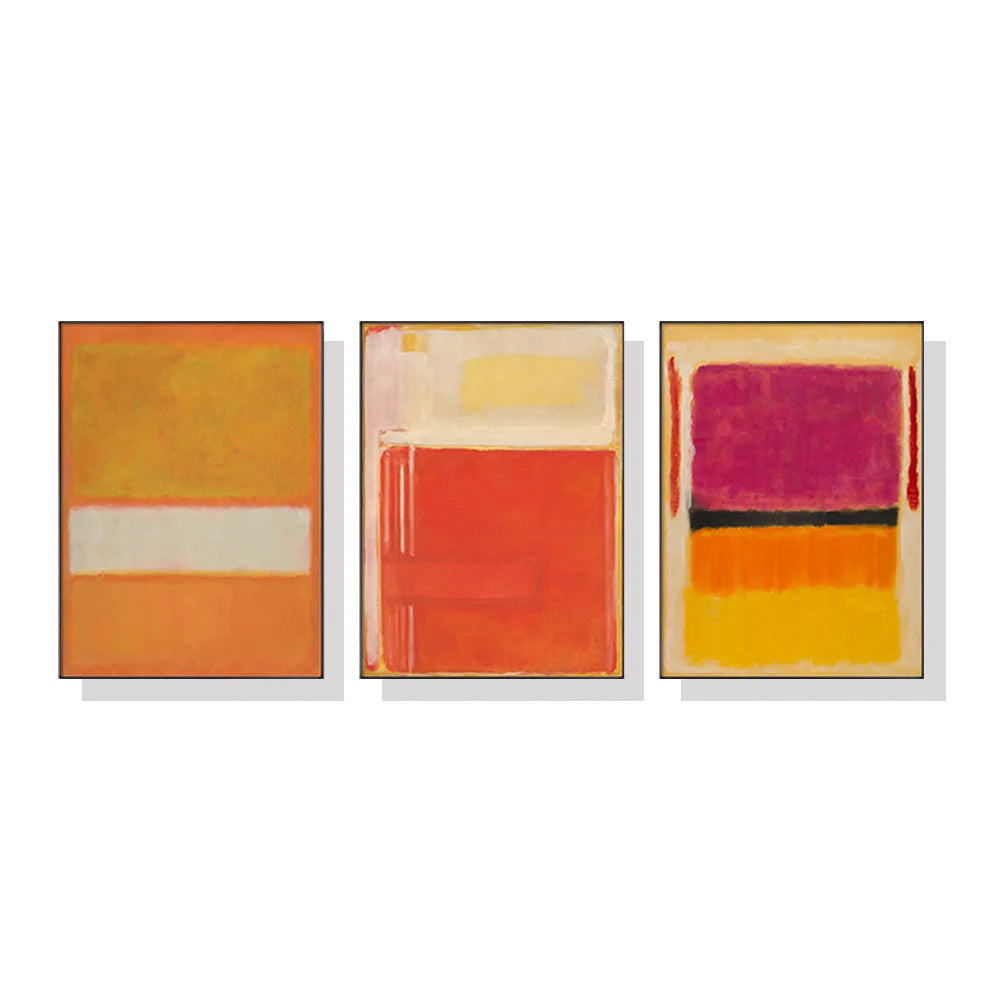 Colourful Canvas Wall Art Set of 3 by Mark Rothko Black