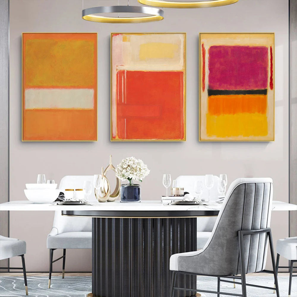 Colourful Canvas Wall Art Set of 3 by Mark Rothko Black